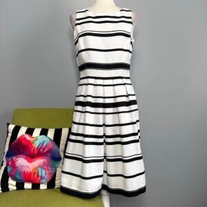 White House Black Market Striped Sleeveless Fit and Flare Dress 8
